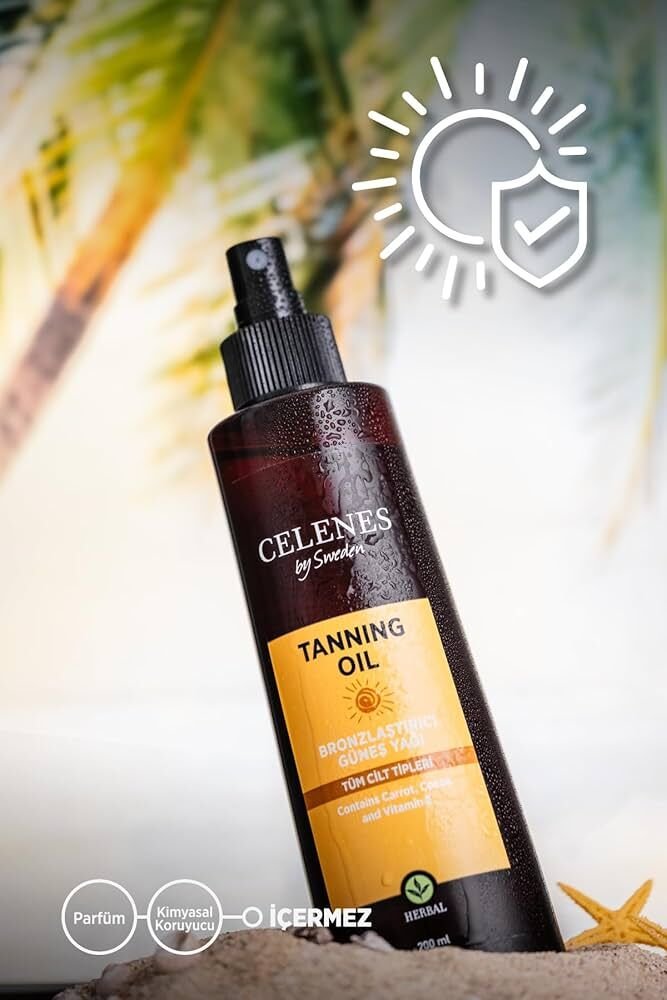 Celenes Herbal Bronzlaştırıcı Güneş Yağı, 200ml
