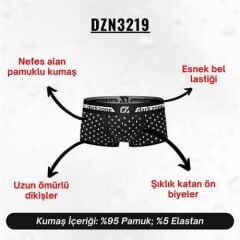 Biyeli Geometrik Desenli Erkek Boxer