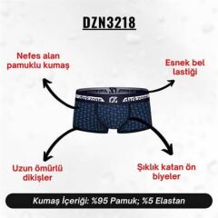 Biyeli Desenli Lacivert Erkek Boxer