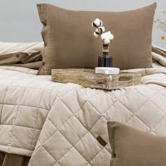 Schafer Home Soft Yatak Örtüsü Nevresim Seti 5 Parça-Bej