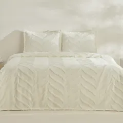 Karaca Home Arlina Geo Tek Kişilik Yatak Örtüsü Takımı Ekru