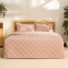 Kaşmir Home Lilly Çiçekli Tek Kişilik Yatak Örtüsü Takımı Pudra
