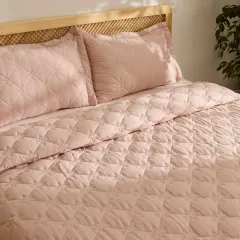 Kaşmir Home Lilly Çiçekli Tek Kişilik Yatak Örtüsü Takımı Pudra