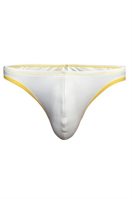 Sarı Biyeli Beyaz Erkek Tanga XL