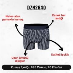Zikzak Desenli Lacivert Erkek Boxer