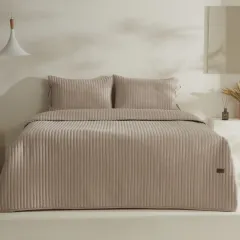 Karaca Home Elie Tek Kişilik Yatak Örtüsü Seti Bej