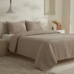 Karaca Home Elie Tek Kişilik Yatak Örtüsü Seti Bej