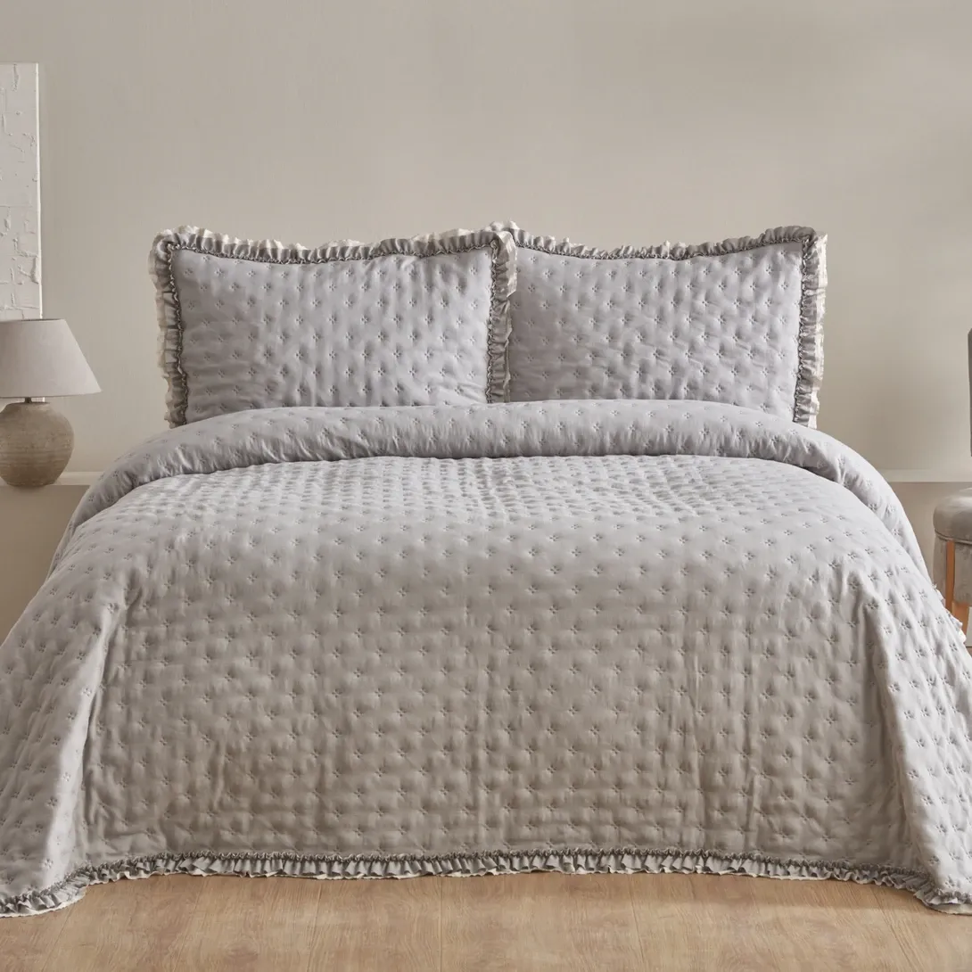 Karaca Home Viona Çift Kişilik Yatak Örtüsü Seti Gri