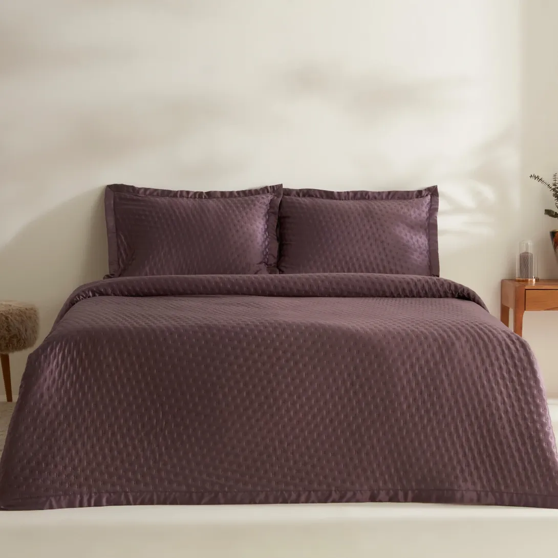 Karaca Home Alice Çift Kişilik Yatak Örtüsü Seti Mürdüm