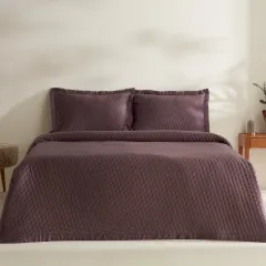 Karaca Home Alice Çift Kişilik Yatak Örtüsü Seti Mürdüm