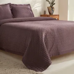 Karaca Home Alice Çift Kişilik Yatak Örtüsü Seti Mürdüm