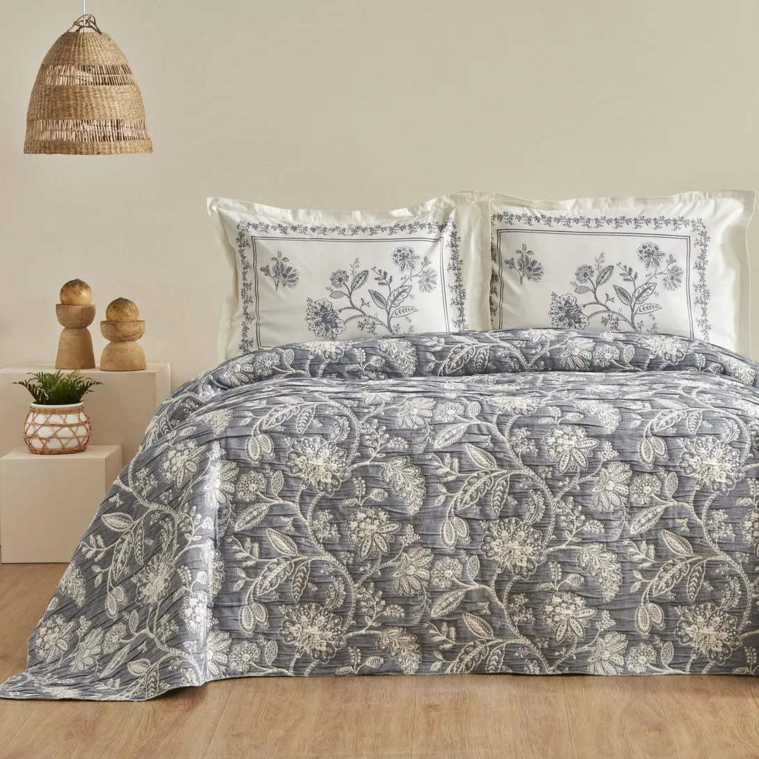Karaca Home Clay Çift Kişilik Yatak Örtüsü Seti İndigo