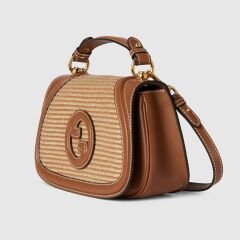 GUCCI BLONDIE WOVEN MEDIUM TOP HANDLE BAG