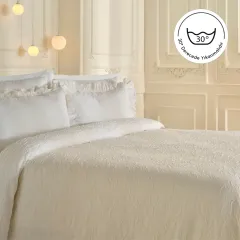 Karaca Home Serenity Çift Kişilik Yatak Örtüsü Seti Beyaz
