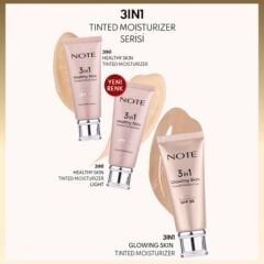 Note Cosmetique 3 in 1 Healthy Skin Light Tinted Moisturizer SPF 50 Renk Ton Eşitleyici Aydınlatıcı Krem 00 Açık Ton