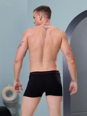 Likralı Siyah Erkek Boxer