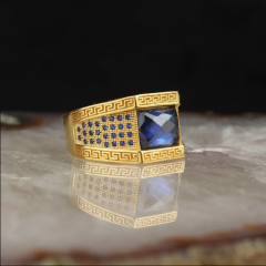 14 Ayar Altın Zirkon Taşlı Erkek Yüzük