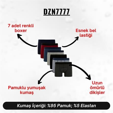 Erkek Boxer Karışık Renkli 7'Li Set