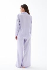 Akbeniz Kadın Lila Oversize Saten Pijama Takımı