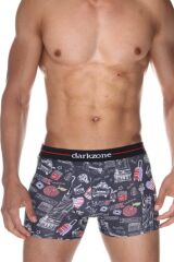 Tasarım Siyah Erkek Boxer (Dijital Baskılı)
