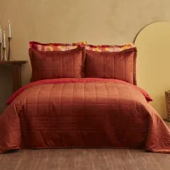 Karaca Home Robles Çift Kişilik Yatak Örtüsü Seti Bej