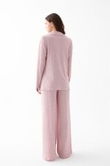 Akbeniz Kadın Pembe Önden Düğmeli Rahat Kesim Pijama Takımı