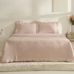 Karaca Home Arya Çift Kişilk Yatak Örtüsü Seti Pudra