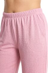 Akbeniz Kadın Pudra Pembe Dokulu Büyük Beden Cepli Pijama Altı