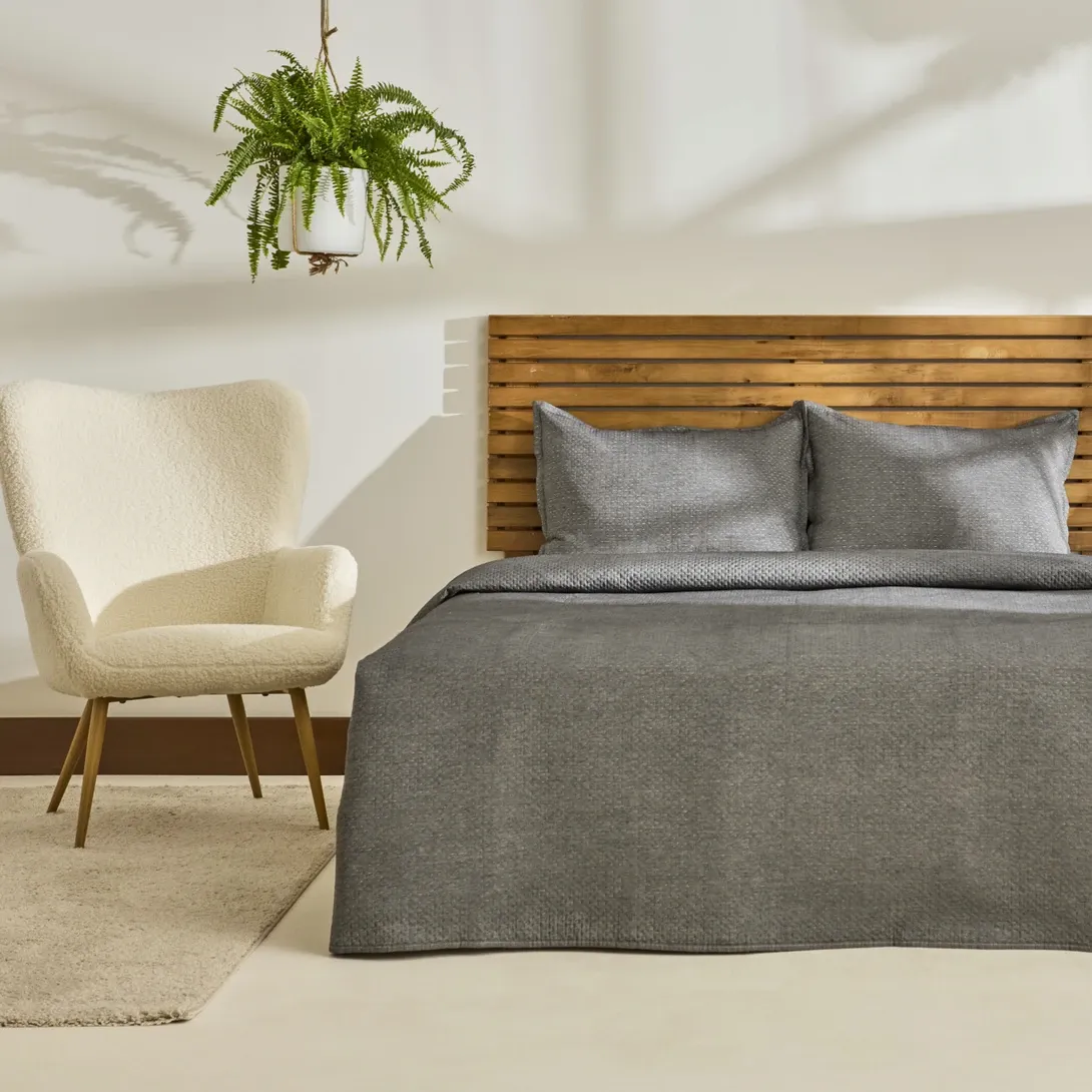Kaşmir Home Arven Çift Kişilik Yatak Örtüsü Takımı Antrasit
