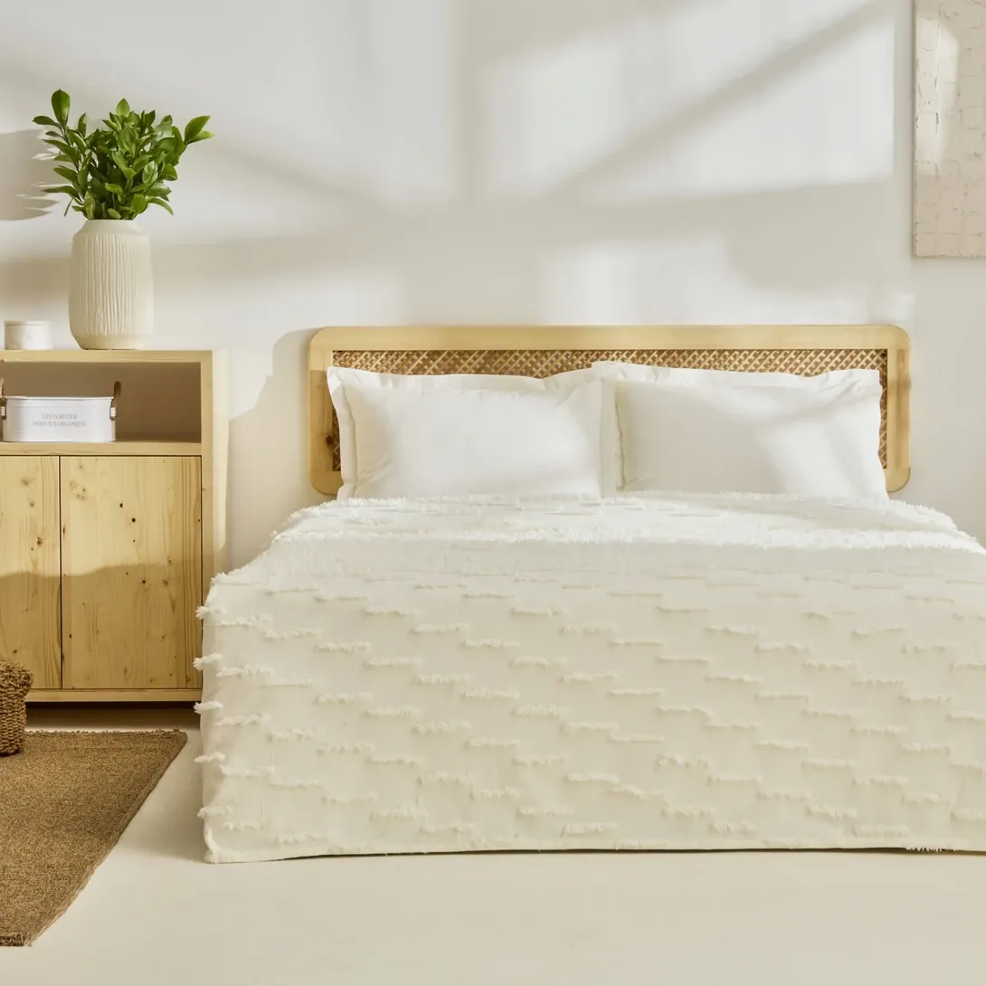 Kaşmir Home Ella Çift Kişilik Yatak Örtüsü Offwhite
