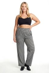 Akbeniz Kadın Siyah-Beyaz Kareli Büyük Beden Cepli Pijama Altı