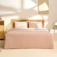 Kaşmir Home Freya Su Yolu Çift Kişilik Yatak Örtüsü Pudra