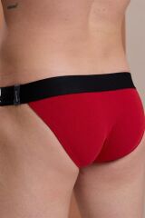 Erkek Kırmızı Yanları Açık Geniş Lastikli Slip Külot