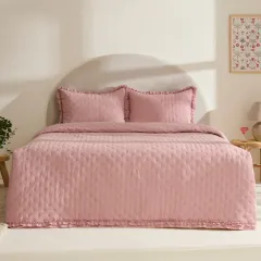 Karaca Home Ophelia Çift Kişilik Krush Yatak Örtüsü Takımı Gül Kurusu