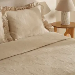 Karaca Home Lavinya %100 Pamuk Çift Kişilik Yatak Örtüsü Takımı Bej