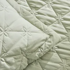 Kaşmir Home Lilly Çiçekli Çift Kişilik Yatak Örtüsü Takımı Çağla