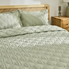Kaşmir Home Lilly Çiçekli Çift Kişilik Yatak Örtüsü Takımı Çağla