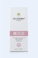 Duaderm Natural Duaderm Besleyici BB Krem, SPF 50+ UVA/UVB Koruma, Nude Ton, 50 ml