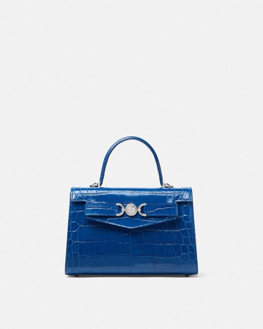 CROC-EFFECT MEDUSA '95 HANDBAG COLOR:Blue