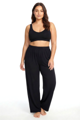 Akbeniz Kadın Siyah Polyester Büyük Beden Pijama Altı