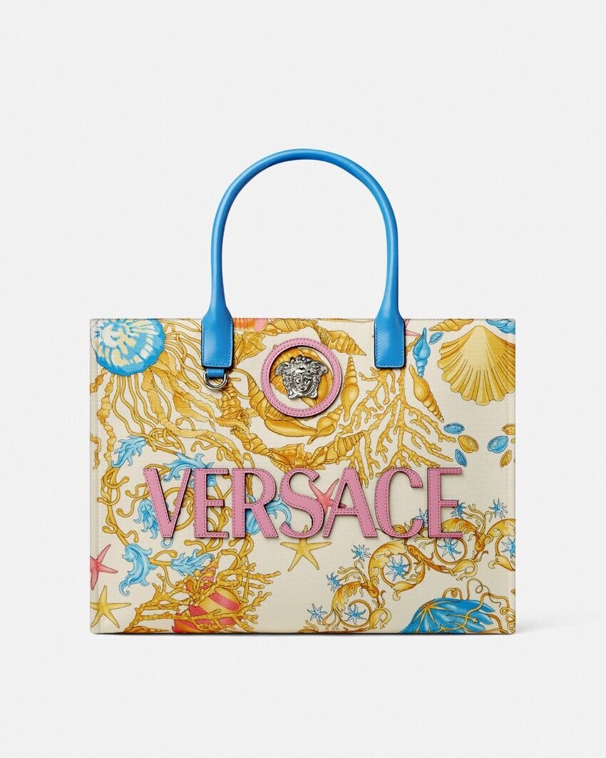 UNDERWATER BAROCCO LA MEDUSA LARGE TOTE BAG COLOR: Light Blue+White