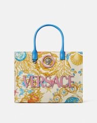 UNDERWATER BAROCCO LA MEDUSA LARGE TOTE BAG COLOR: Light Blue+White