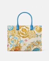 UNDERWATER BAROCCO LA MEDUSA LARGE TOTE BAG COLOR: Light Blue+White