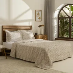 Kaşmir Home Aurora Çift Kişilik Yatak Örtüsü Takımı Bej