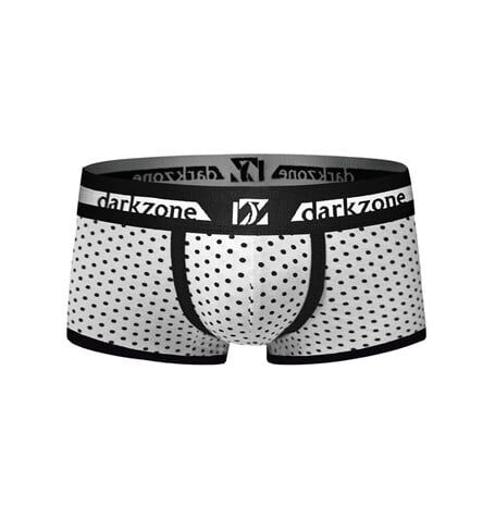 Biyeli Puantiye Desenli Beyaz Erkek Boxer XL