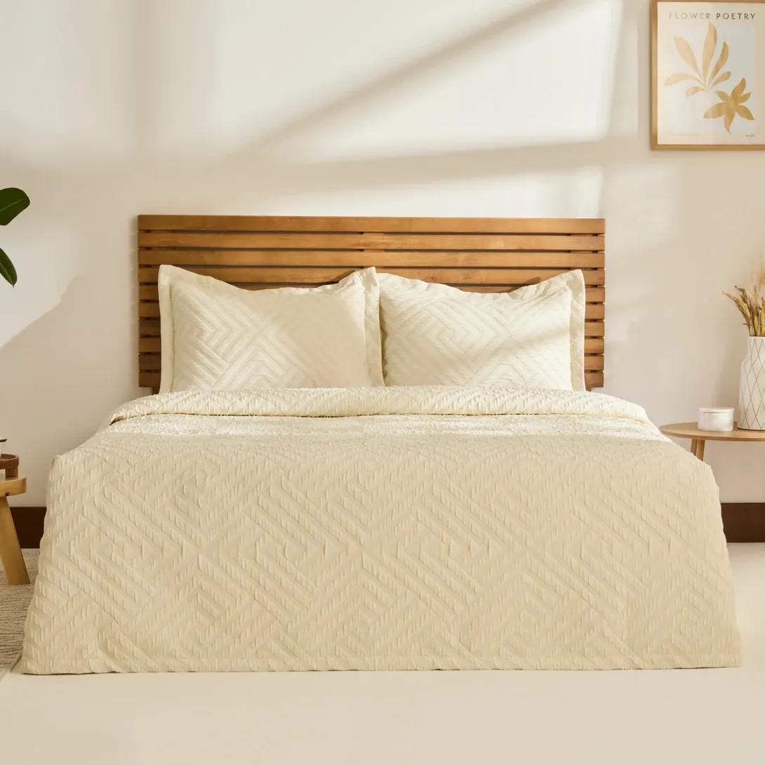 Kaşmir Home Essence Çift Kişilik Yatak Örtüsü Takımı Ekru