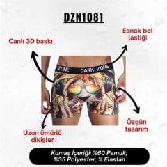 Rastalı Aslan Desenli 3D Boxer