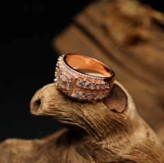 Gümüş baget zirkon taşlı model rose gold trend bayan yüzük takı