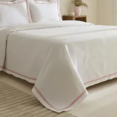 Karaca Home White Collection Doris %100 Pamuk Çift Kişilik Yatak Örtüsü Takımı Pudra