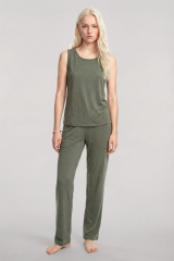 Akbeniz Kolsuz Minimal Yumuşak Dokulu Pijama Takımı Haki